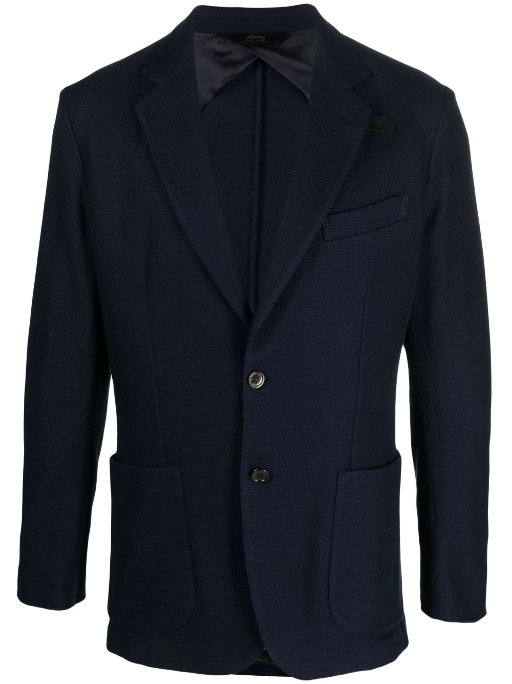 Brioni 单排扣针织西装夹克 - 蓝色