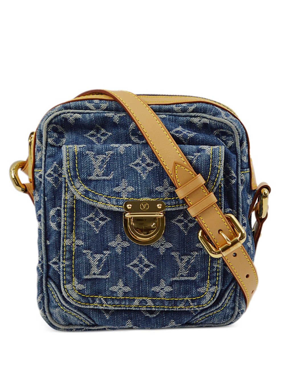 Louis Vuitton Pre-Owned 经典logo提花牛仔斜挎包（2007年典藏款） - 蓝色