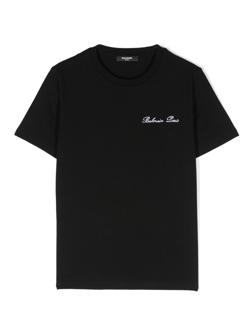 Balmain Kids logo刺绣棉T恤 - 黑色