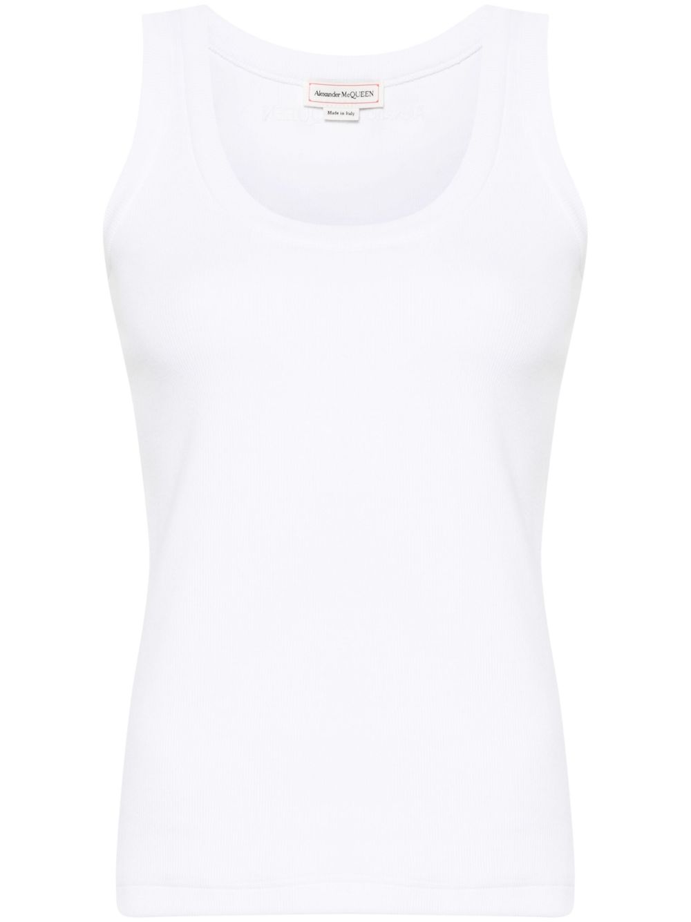Alexander McQueen logo刺绣罗纹坦克背心 - 白色