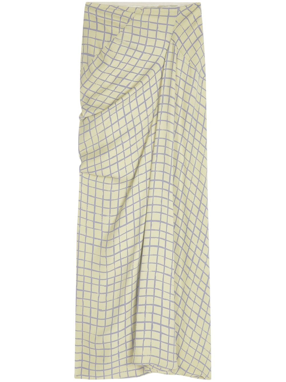 DRIES VAN NOTEN 格纹印花垂坠半身裙 - 中性色
