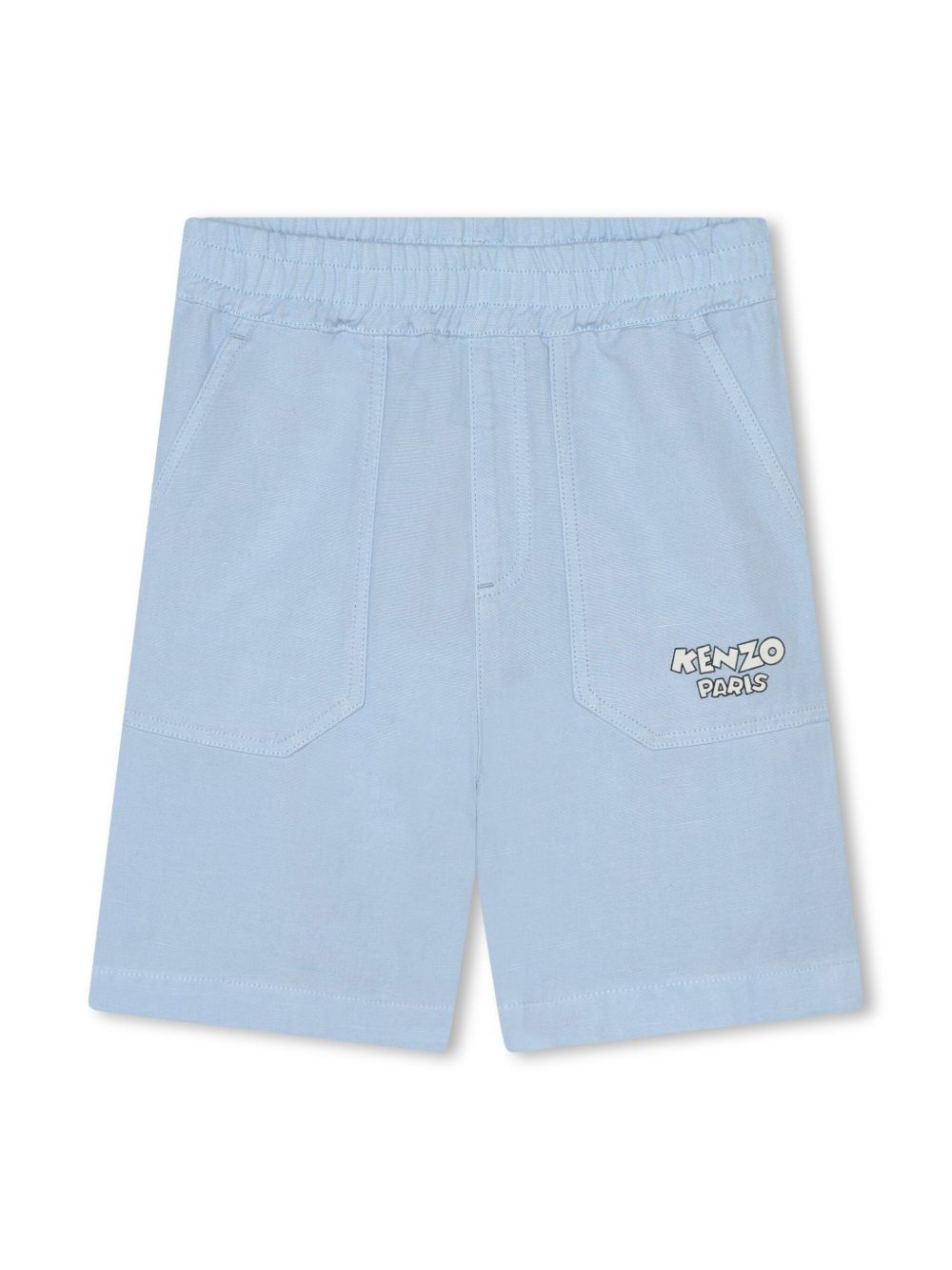 Kenzo Kids logo印花松紧短裤 - 蓝色