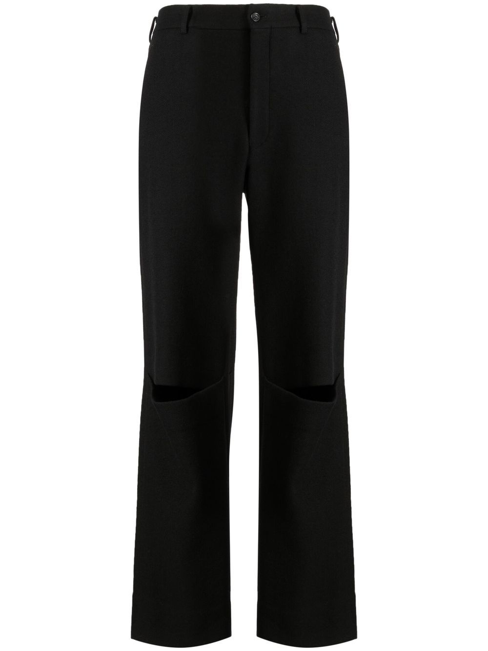 Comme des Garçons Homme Plus 镂空直筒长裤 - 黑色