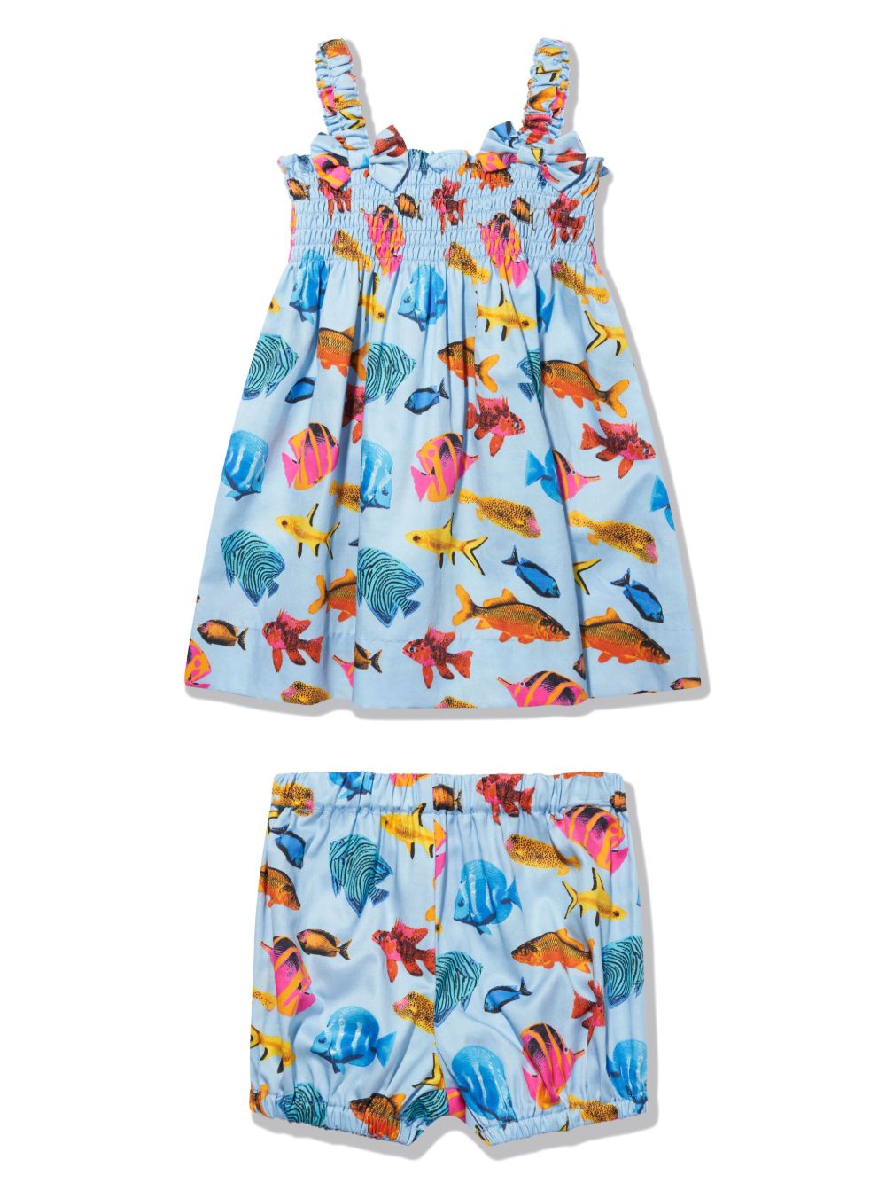 Rachel Riley Tropical Fish 印花棉连衣裙 - 蓝色