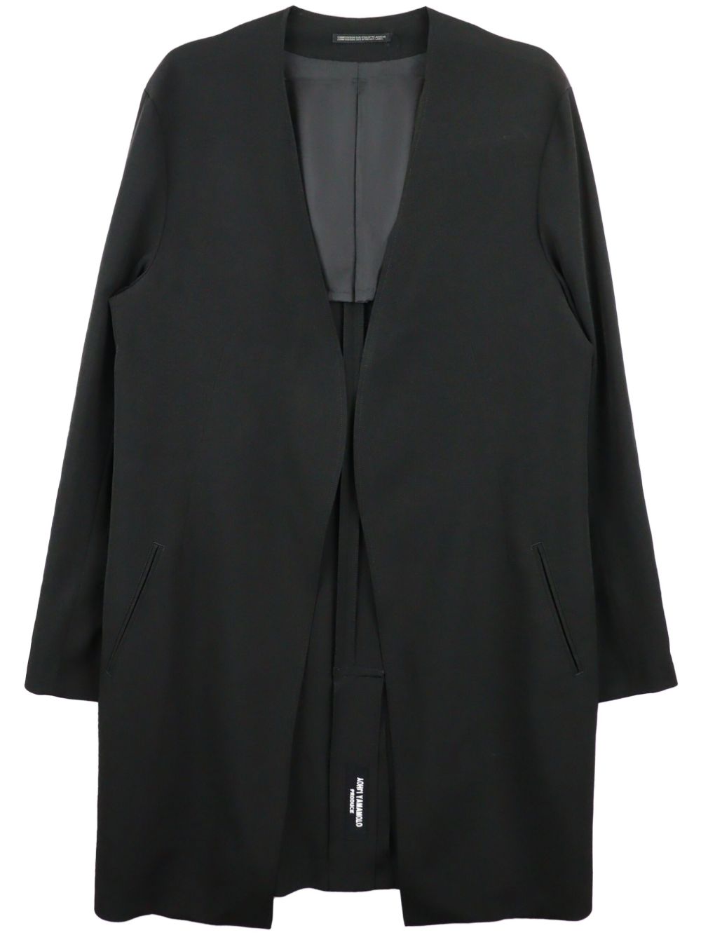 Yohji Yamamoto 无领开襟式夹克 - 黑色