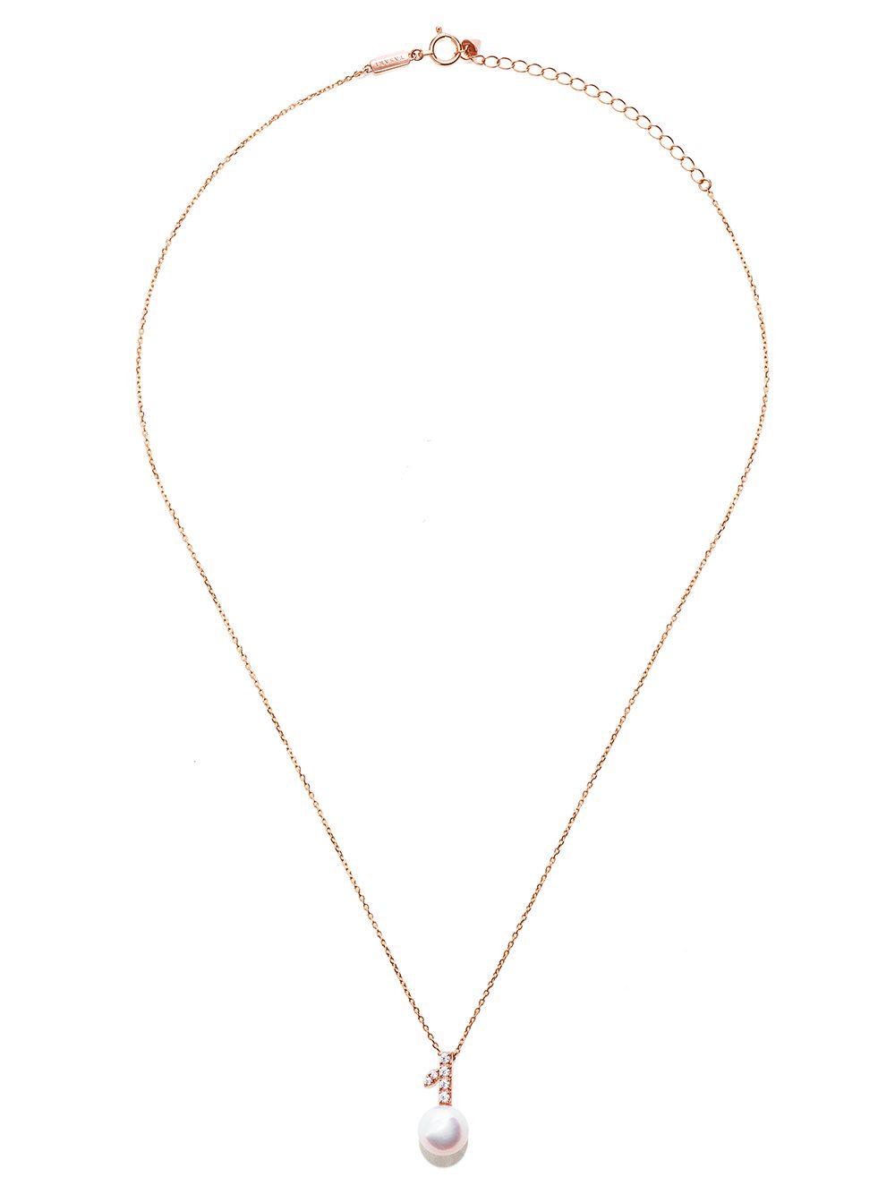 TASAKI Kugel Collection Line 18K玫瑰金阿古屋珍珠钻石吊饰项链 - 金色