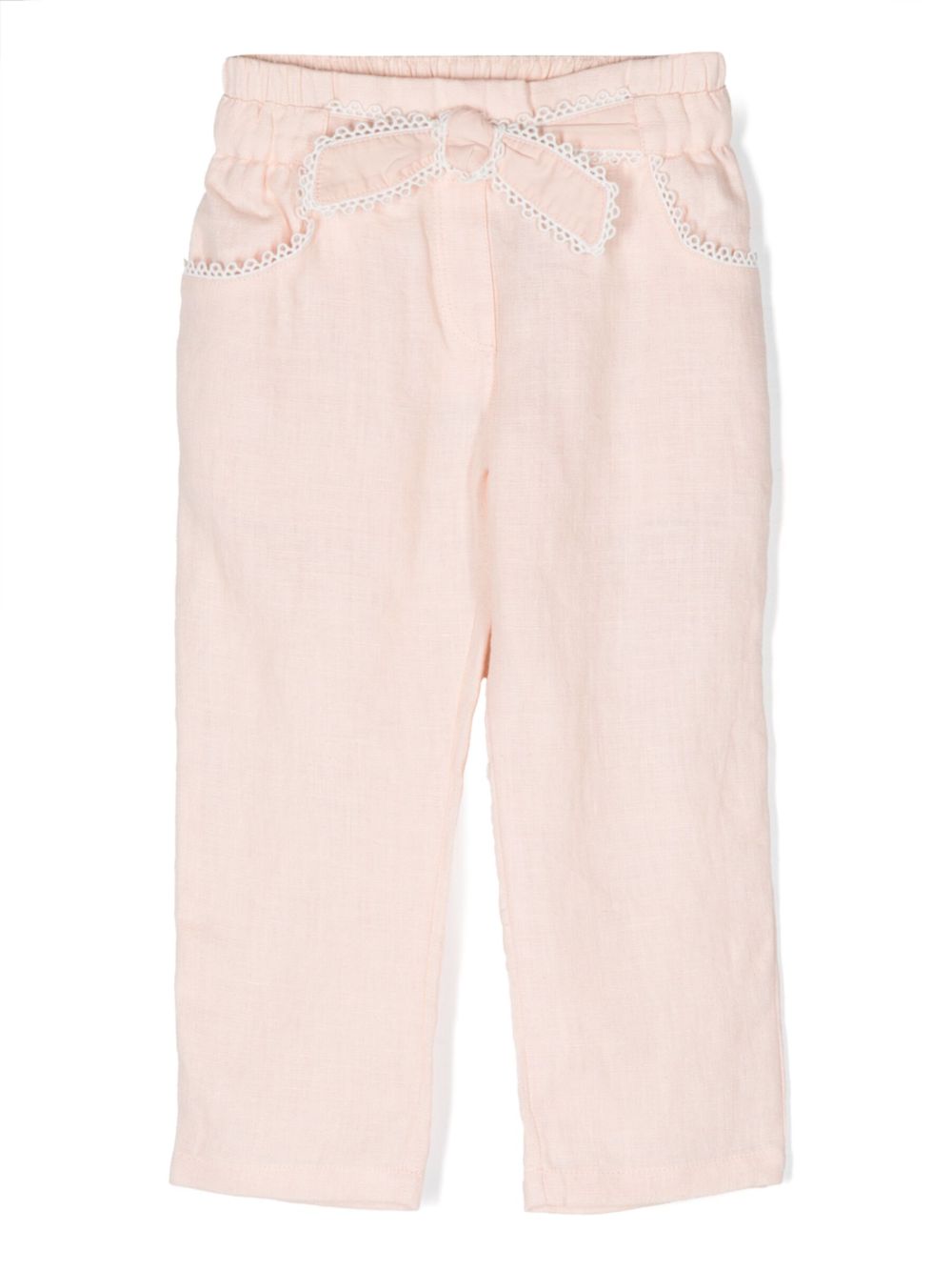 Chloé Kids 蝴蝶结细节长裤 - 粉色