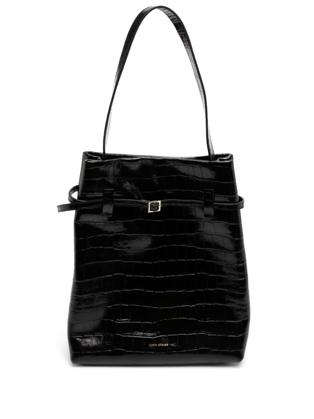 Manu Atelier Tote du Jour 仿鳄鱼纹压纹单肩包 - 黑色