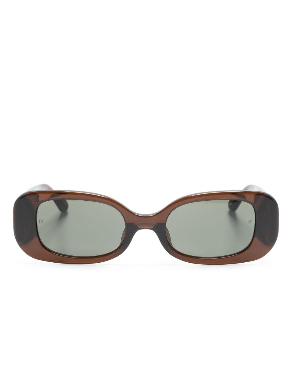 Linda Farrow 雕刻logo镜脚太阳眼镜 - 褐色