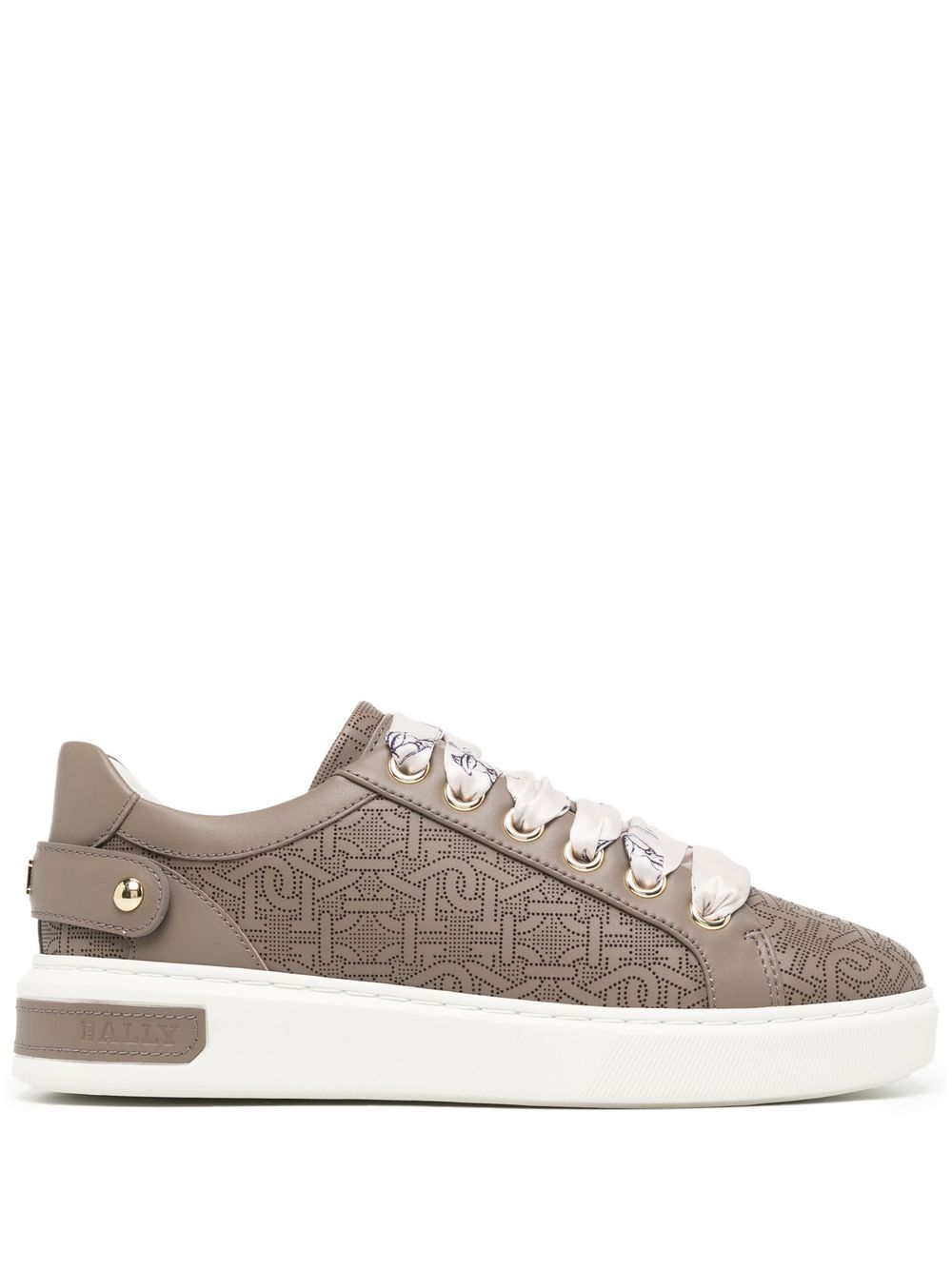 Bally 穿孔logo印花板鞋 - 褐色