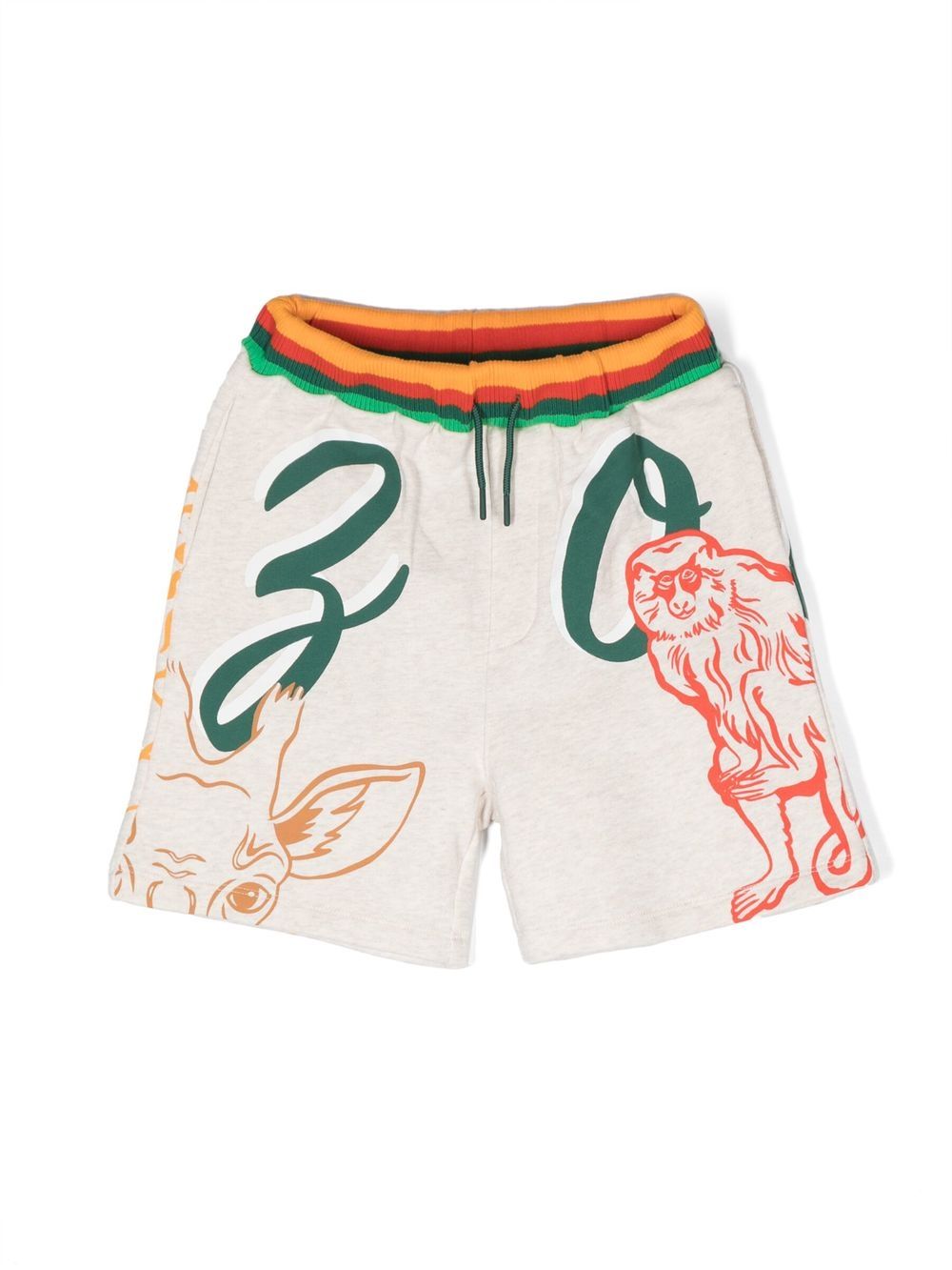 Kenzo Kids 卡通动物印花短裤 - 中性色