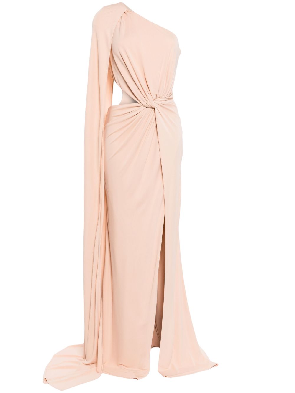 Elie Saab 单肩平纹针织礼服 - 褐色