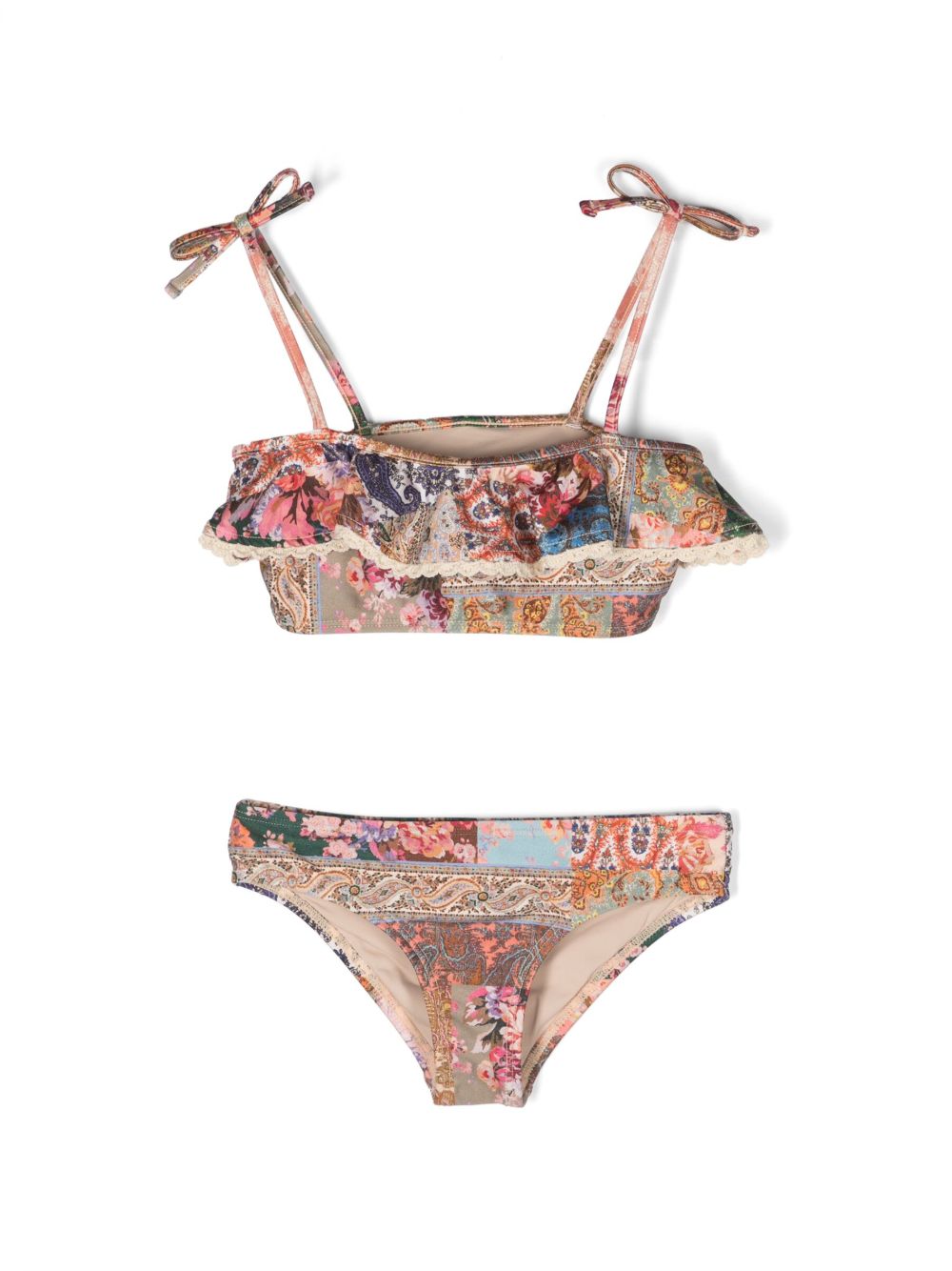 ZIMMERMANN Kids 佩斯理印花比基尼套装 - 褐色