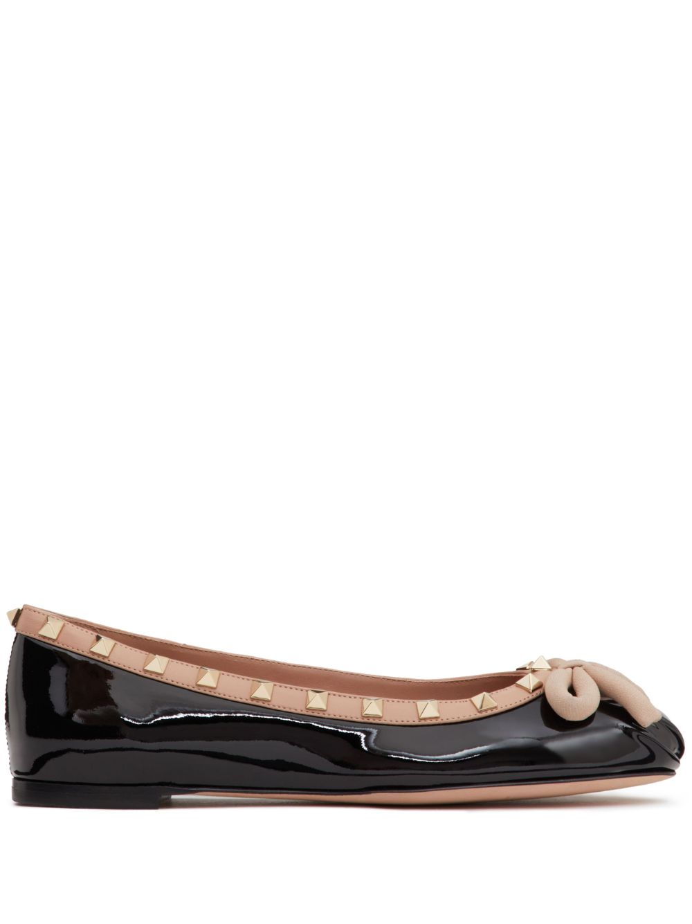Valentino Garavani Rockstud 漆皮芭蕾平底鞋 - 黑色
