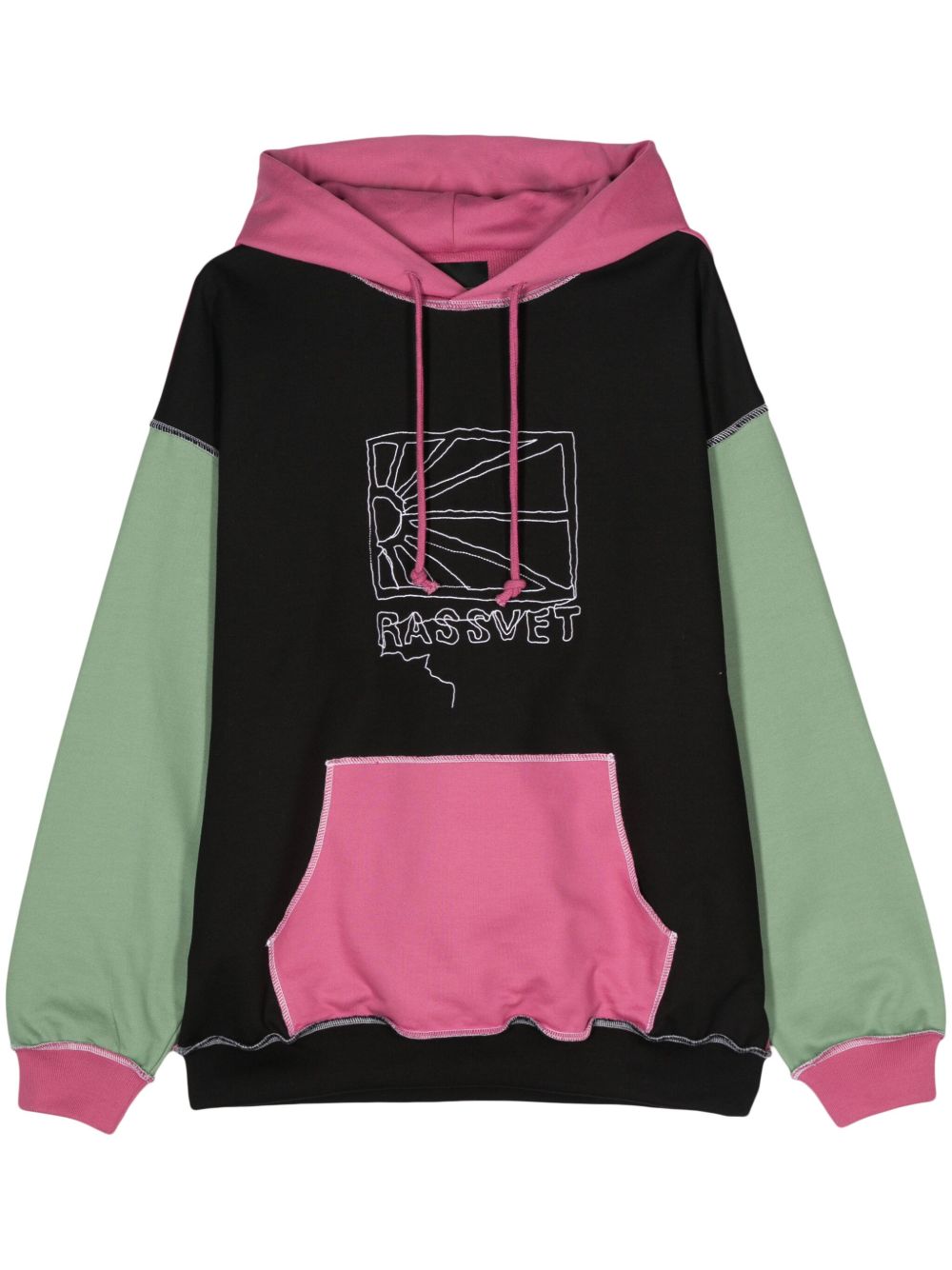 RASSVET logo刺绣棉连帽衫 - 黑色