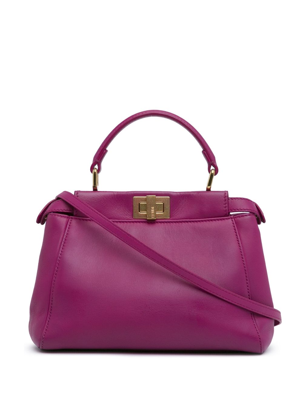Fendi Pre-Owned Iconic Peekaboo 迷你皮质斜挎包（2010-2024年典藏款） - 粉色