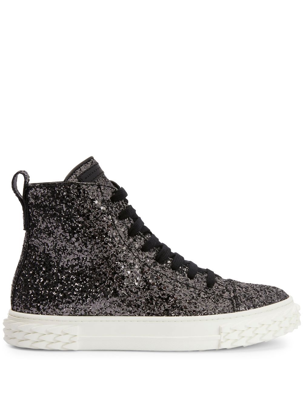 Giuseppe Zanotti Eco-Blabber 亮片金葱高帮运动鞋 - 黑色