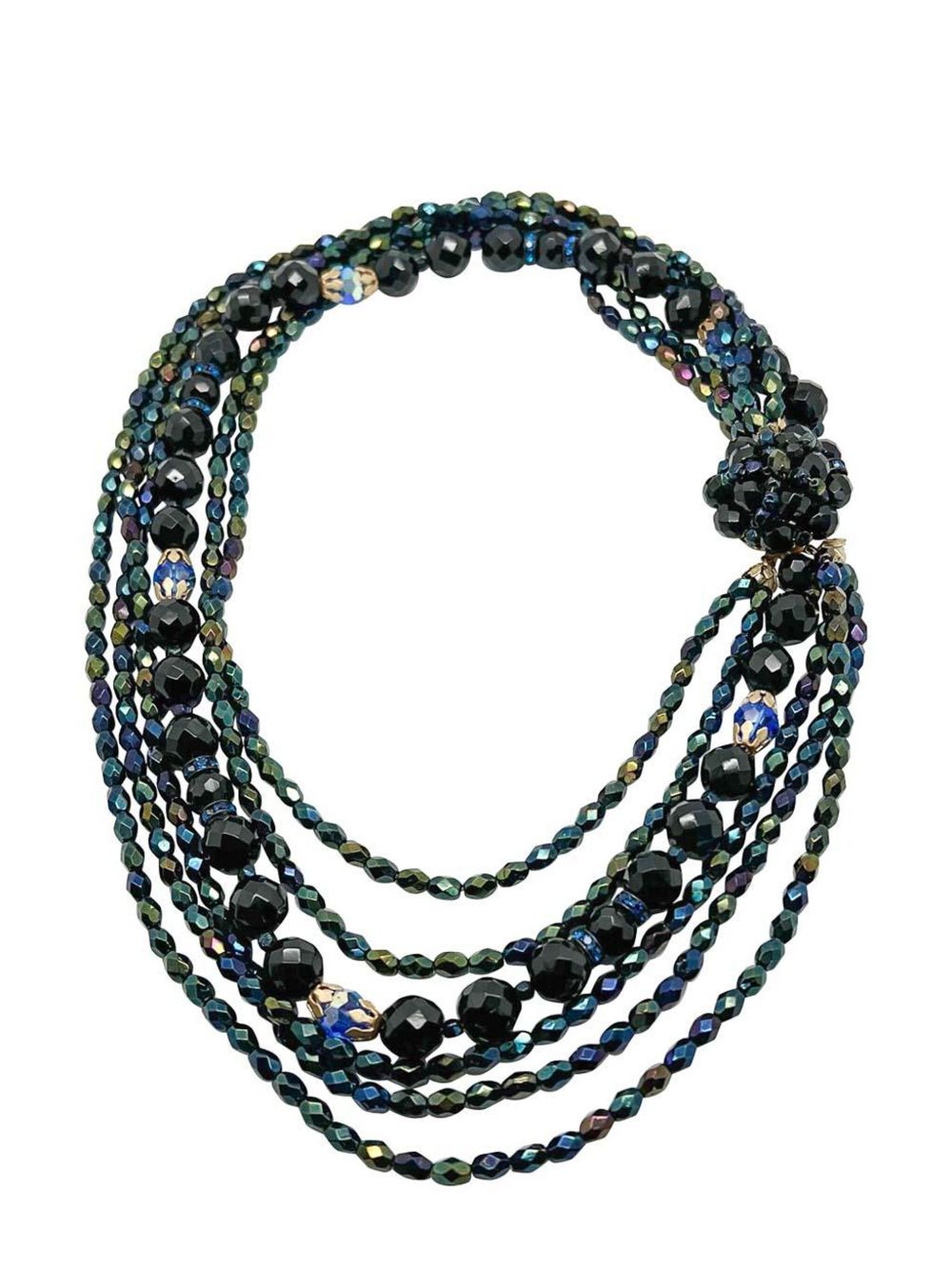 Jennifer Gibson Jewellery Vintage midnight crystal torsade necklace 1950s - 黑色