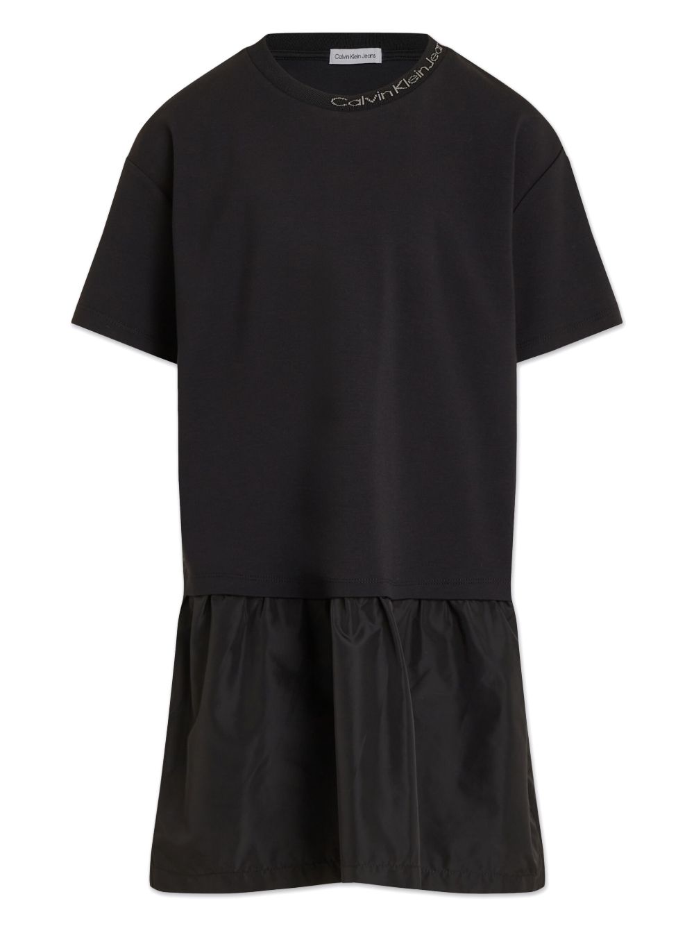 Calvin Klein Kids logo刺绣衣领连衣裙 - 黑色
