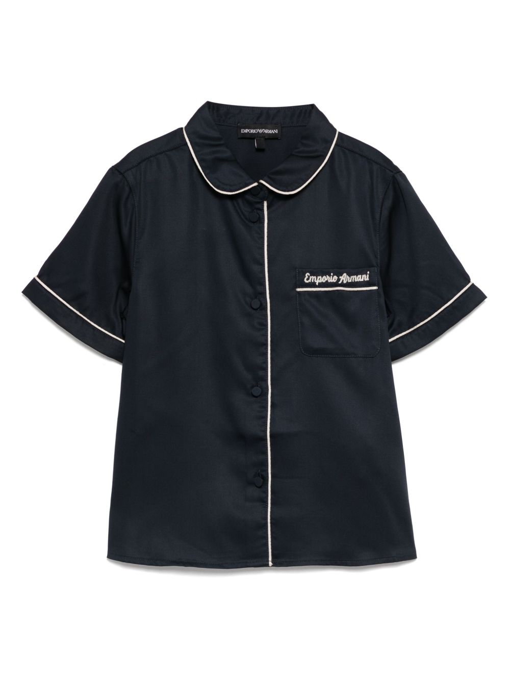 Emporio Armani Kids logo刺绣衬衫 - 蓝色