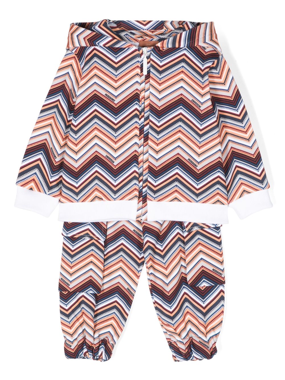 Missoni Kids 人字纹图案印花运动西装套装 - 橘色