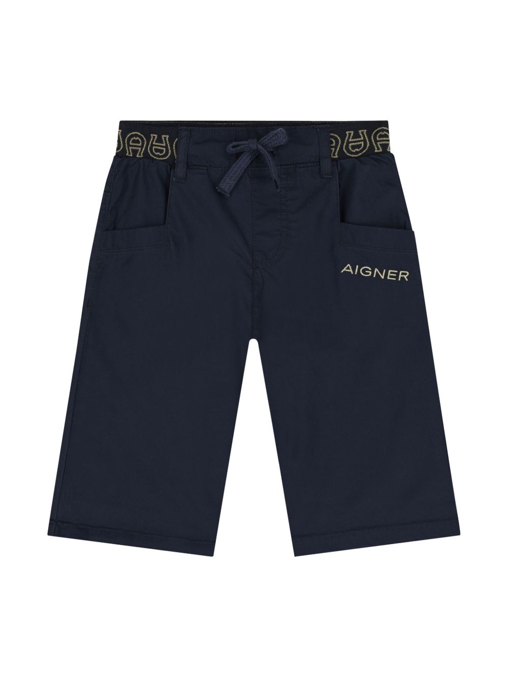Aigner Kids logo裤腰棉短裤 - 蓝色