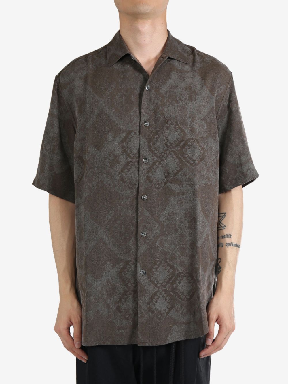 Song For The Mute abstract-pattern print shirt - 褐色