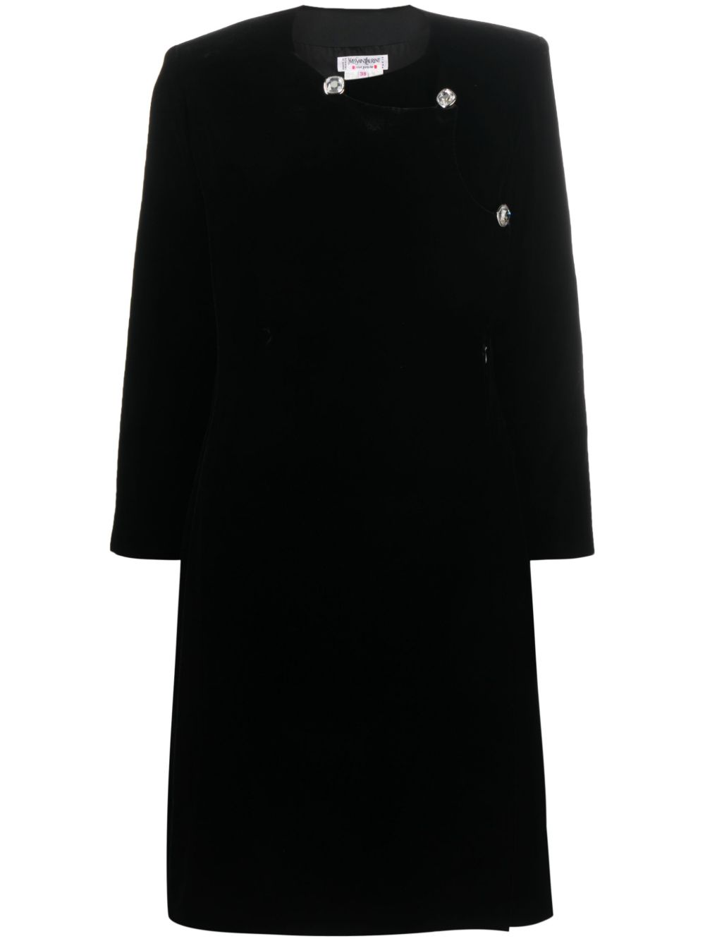 Saint Laurent Pre-Owned 丝绒长袖连衣裙（ 1990年代典藏款 ） - 黑色