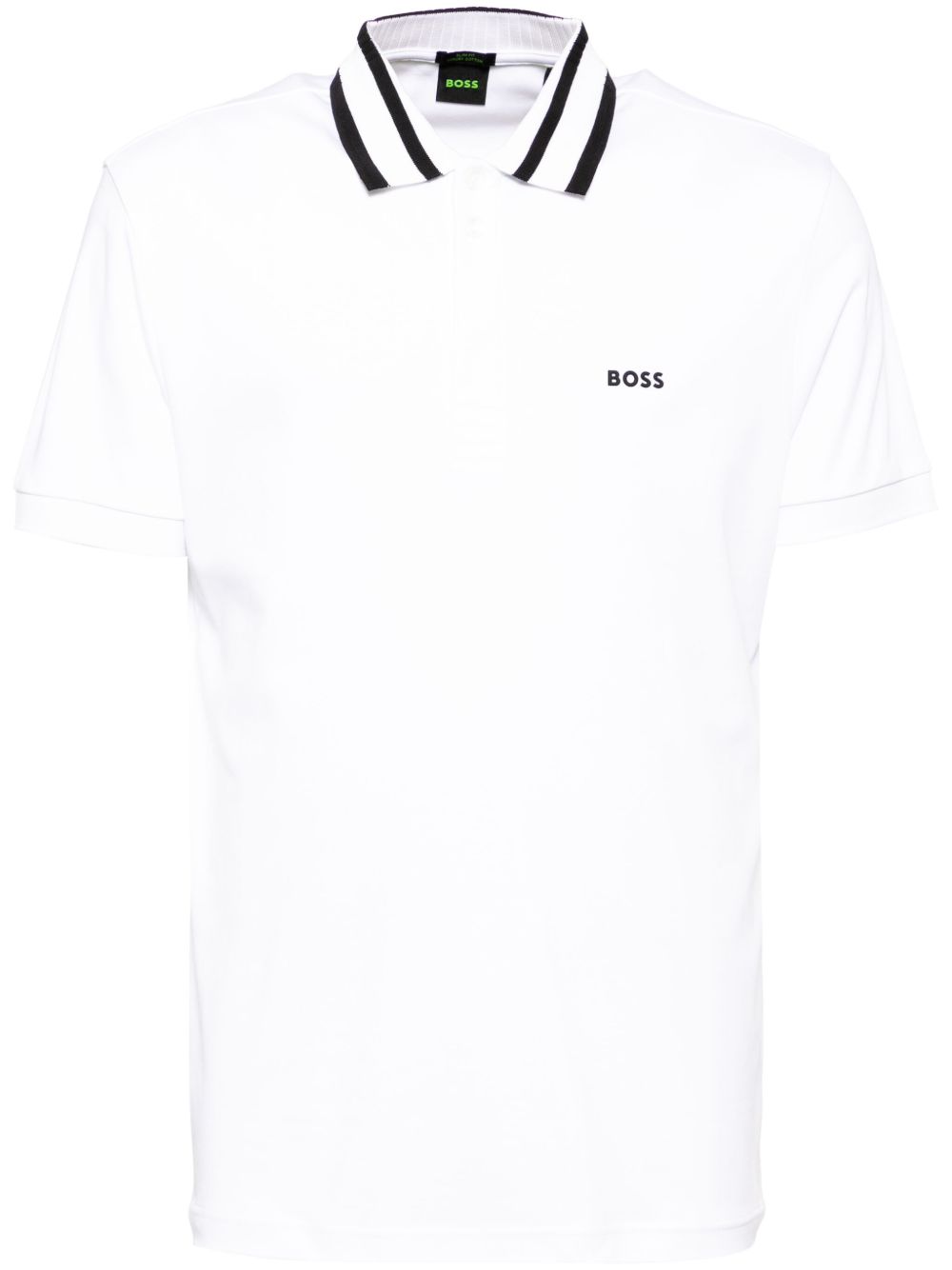 BOSS logo贴花短袖polo衫 - 白色