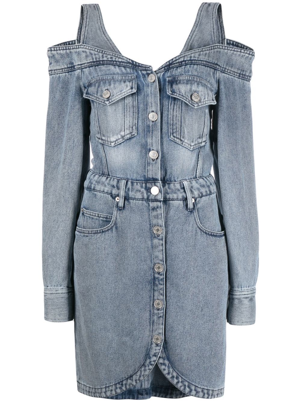 ISABEL MARANT 露肩牛仔衬衫裙 - 蓝色