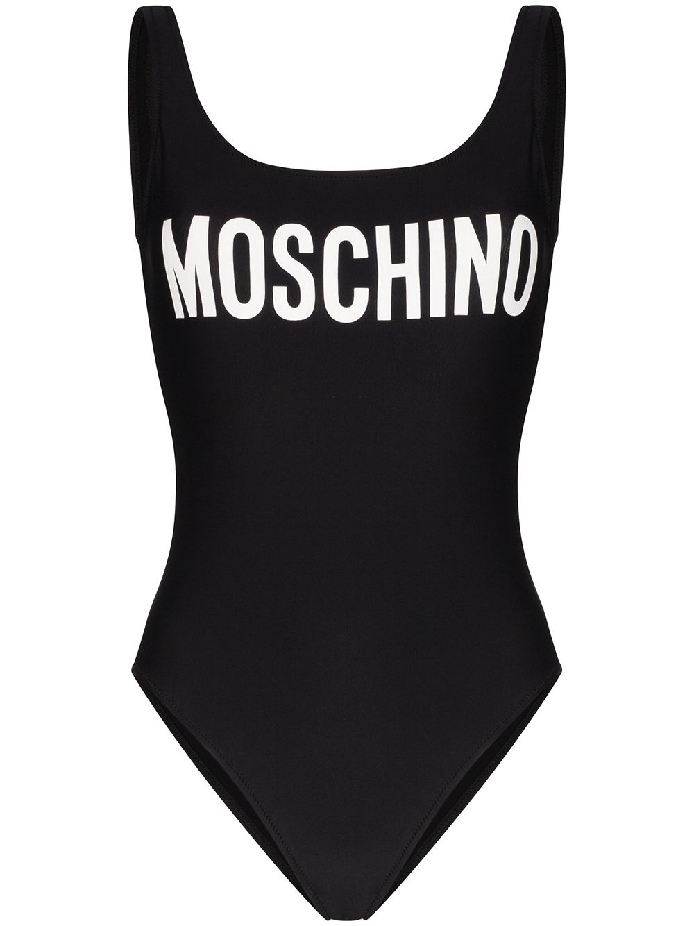 Moschino logo印花连身泳衣 - 黑色