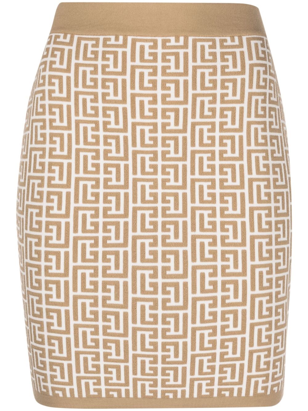 Balmain 经典logo提花迷你半身裙 - 中性色