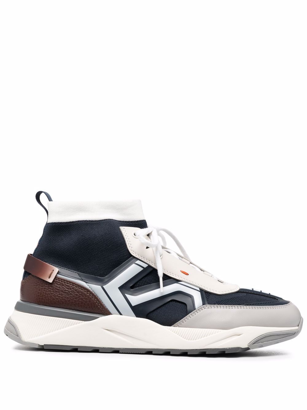 Santoni 高帮袜式板鞋 - 蓝色