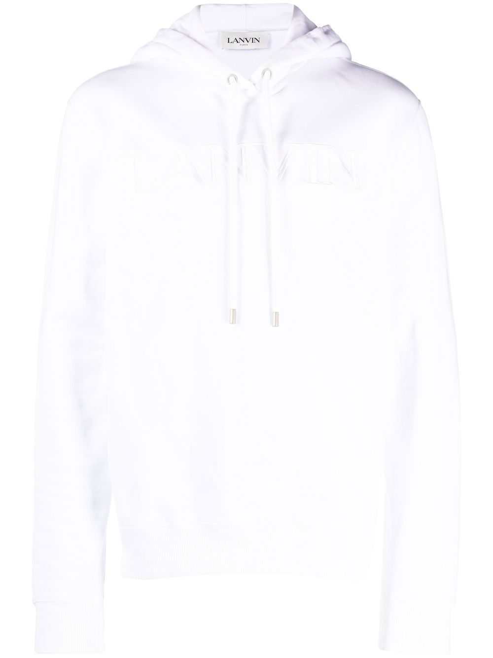 Lanvin logo刺绣棉连帽衫 - 白色