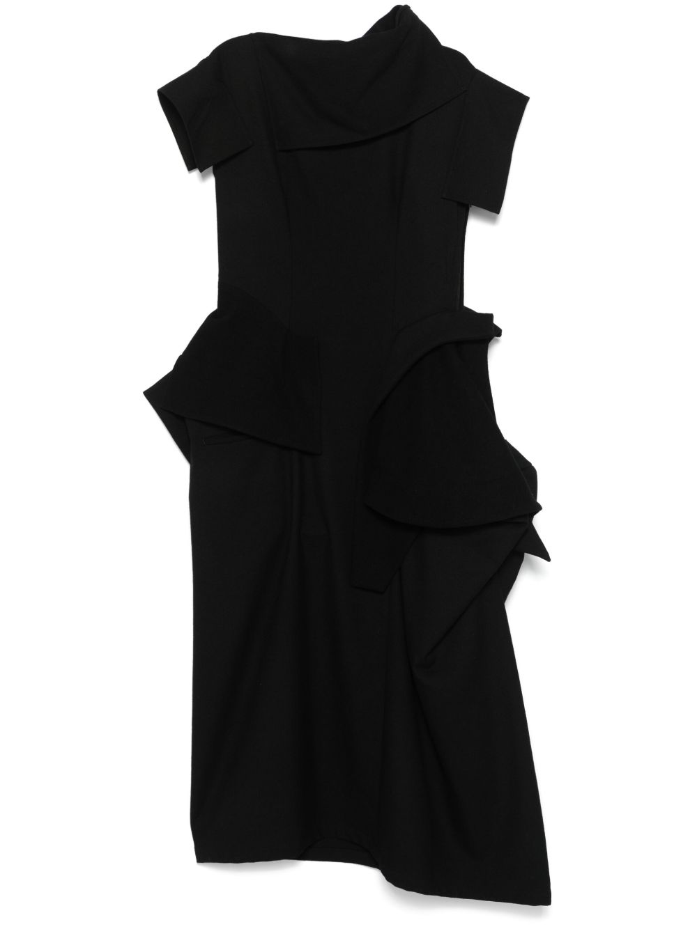 Yohji Yamamoto 不对称超长连衣裙 - 黑色