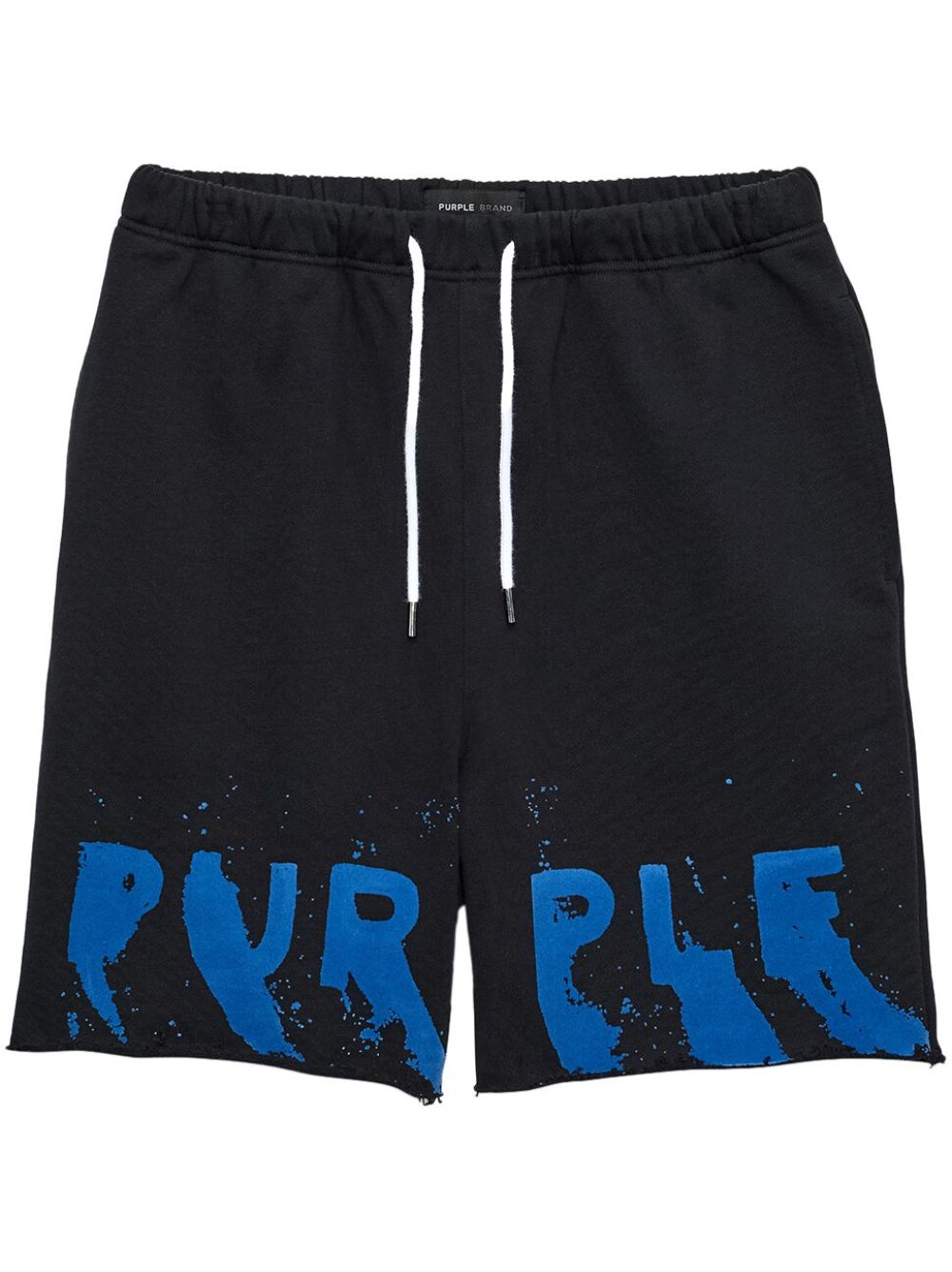 Purple Brand logo印花棉短裤 - 黑色