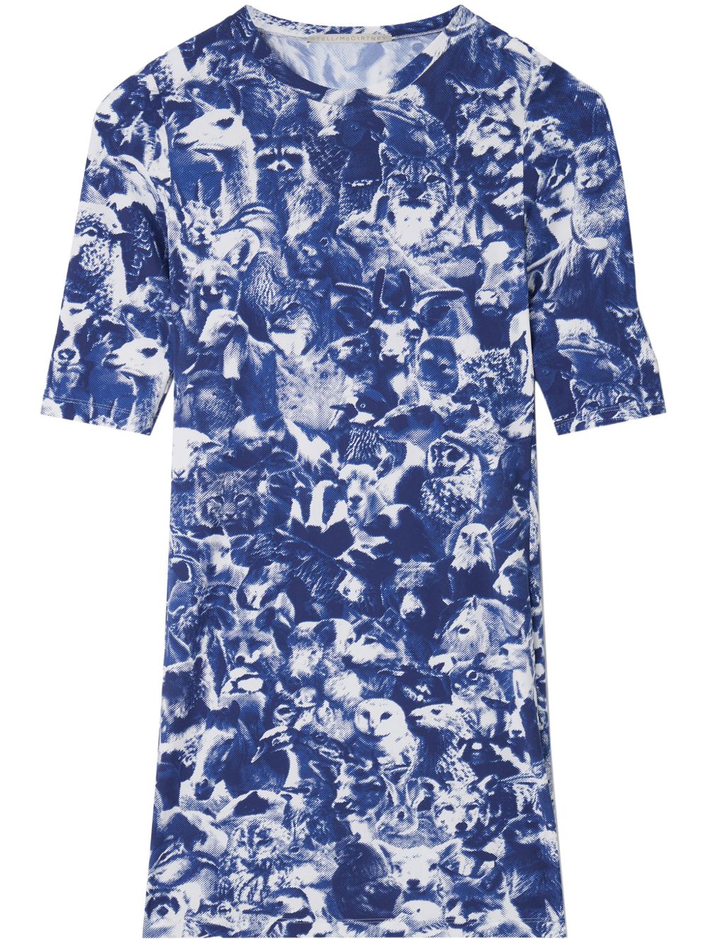 Stella McCartney Animal Forest 印花迷你连衣裙 - 蓝色