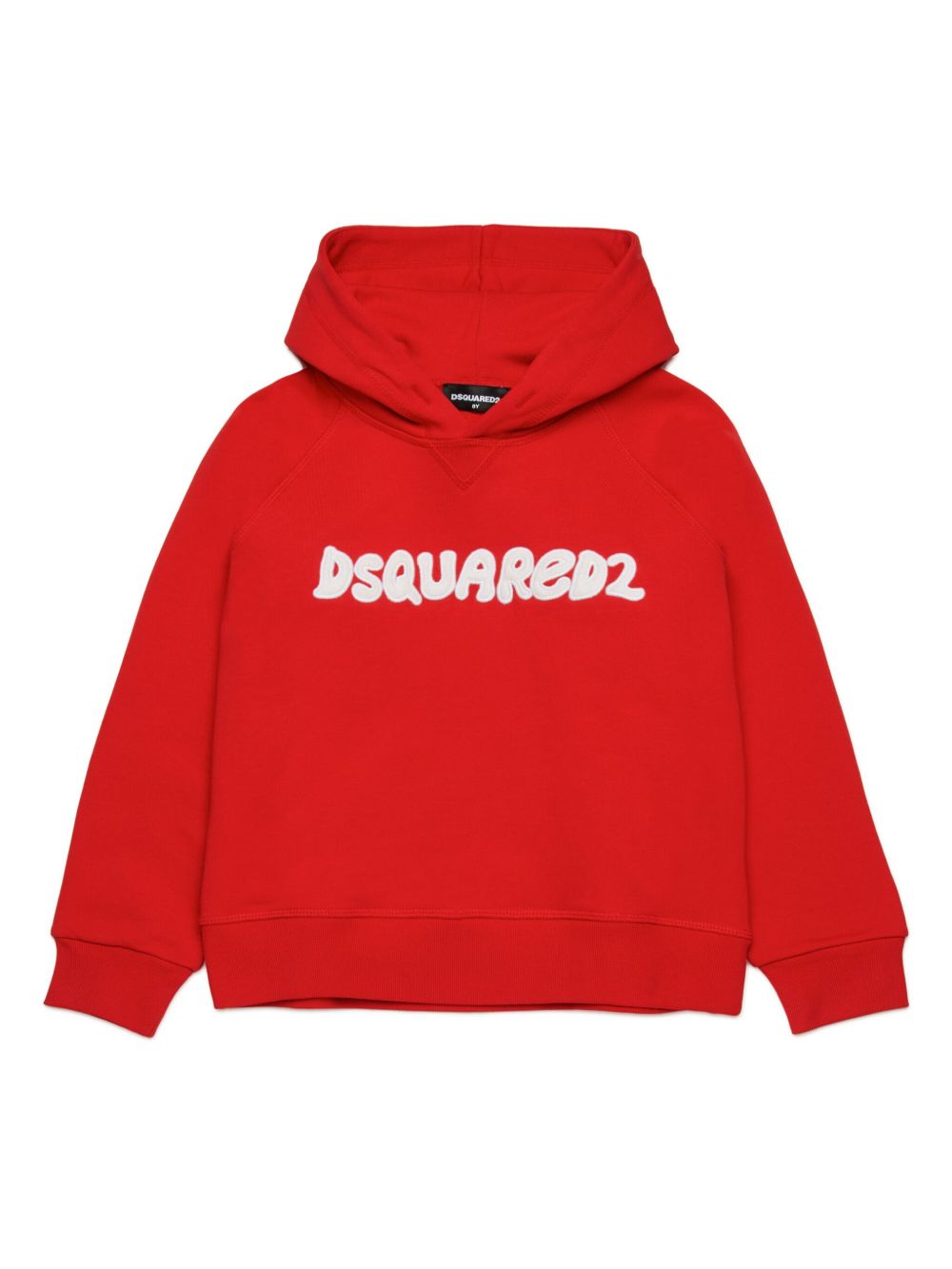DSQUARED2 KIDS logo刺绣棉连帽衫 - 红色