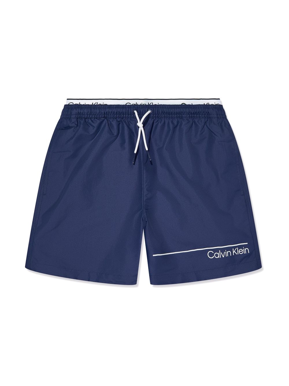 Calvin Klein Kids logo印花抽绳泳裤 - 蓝色