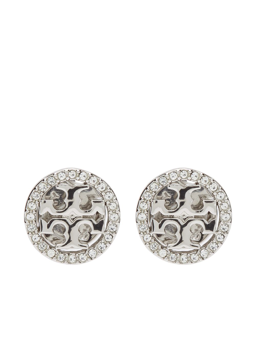 Tory Burch Miller 晶饰耳钉 - 银色