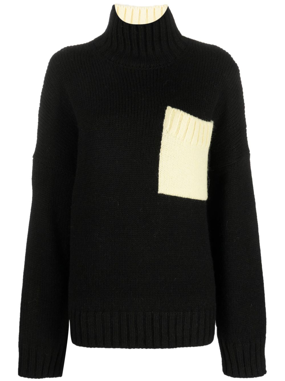 JW Anderson 双色粗针织毛衣 - 黑色