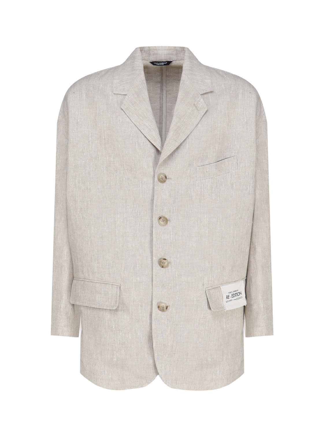 Dolce & Gabbana Single-breasted Jacket In Linen And Viscose