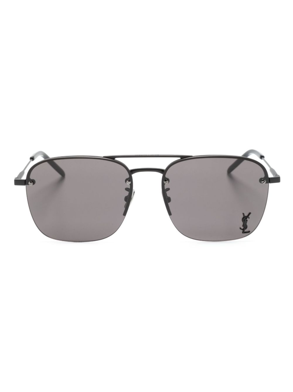 Saint Laurent Eyewear logo标牌方框太阳眼镜 - 黑色