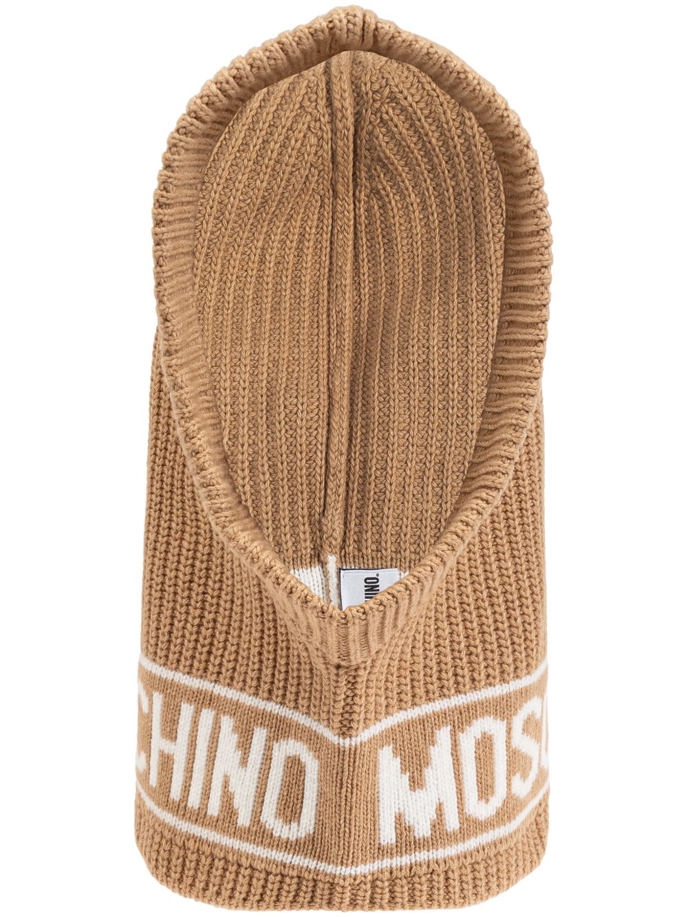 Moschino 嵌花针织巴拉克拉瓦帽 - 褐色