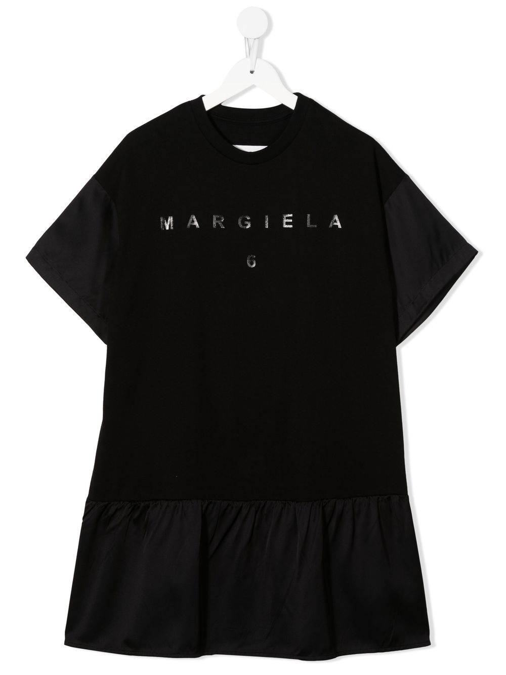 MM6 Maison Margiela Kids 马丁·马吉拉时装屋 logo印花T恤式连衣裙 - 黑色