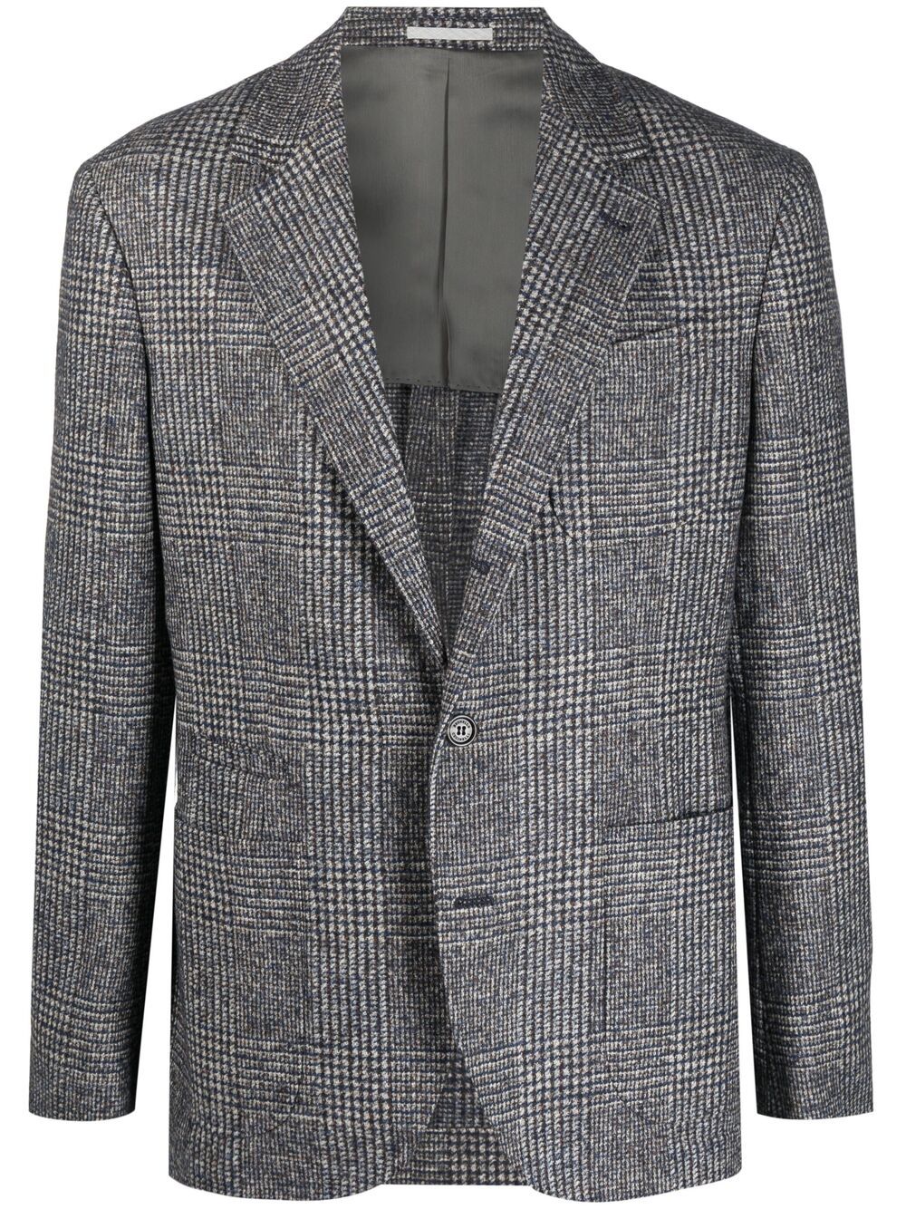 Brunello Cucinelli 格纹单排扣西装夹克 - 灰色