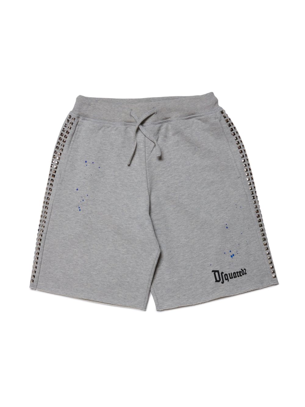DSQUARED2 KIDS logo印花棉运动短裤 - 灰色