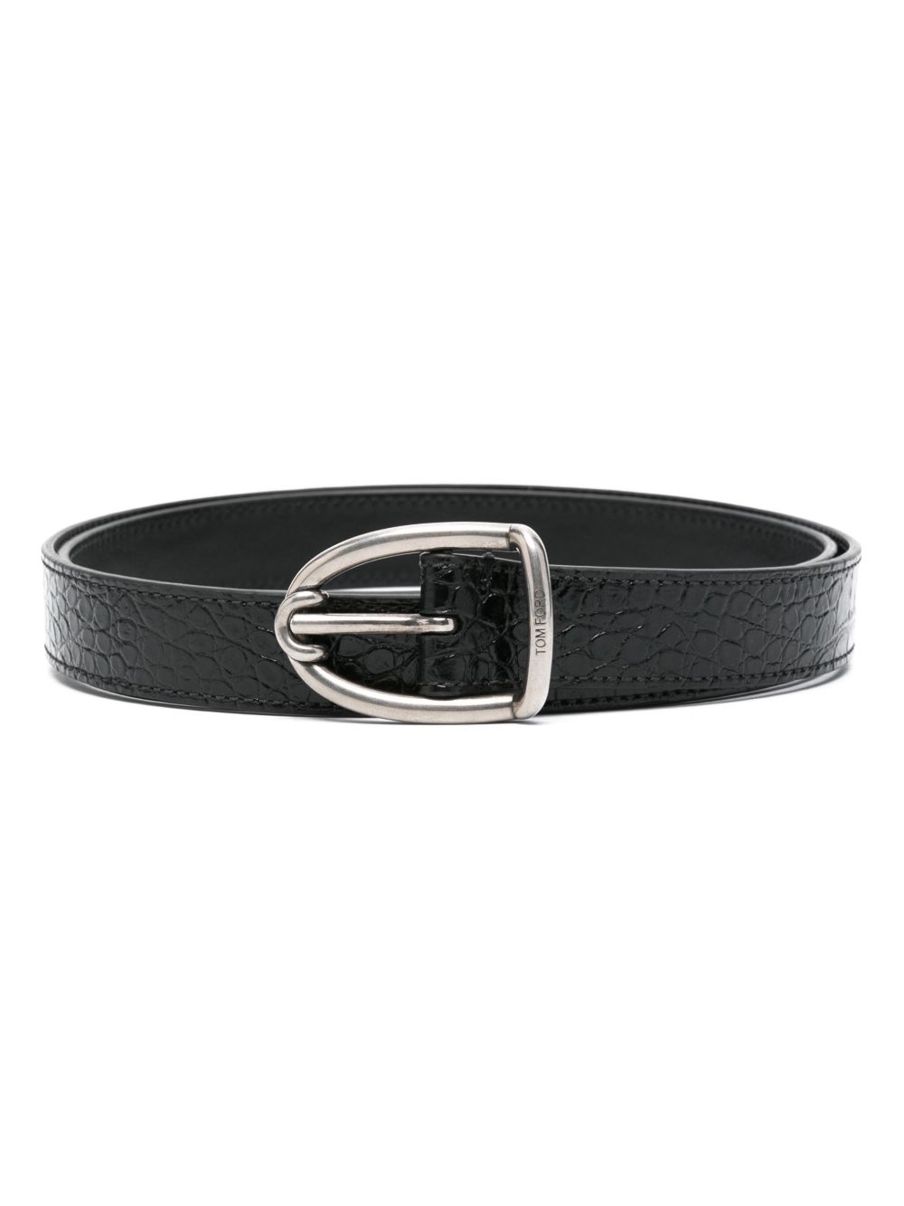 TOM FORD logo雕刻腰带 - 黑色