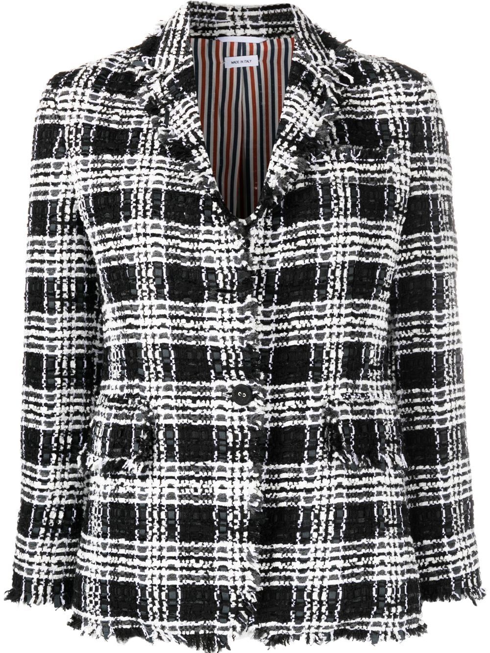 Thom Browne 格纹粗花呢夹克 - 黑色