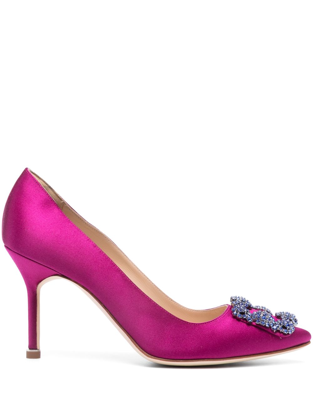 Manolo Blahnik Hangisi 缎面高跟鞋 - 紫色